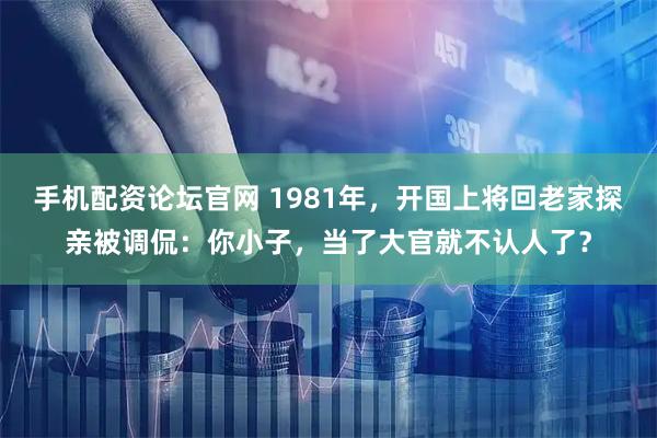 手机配资论坛官网 1981年，开国上将回老家探亲被调侃：你小子，当了大官就不认人了？